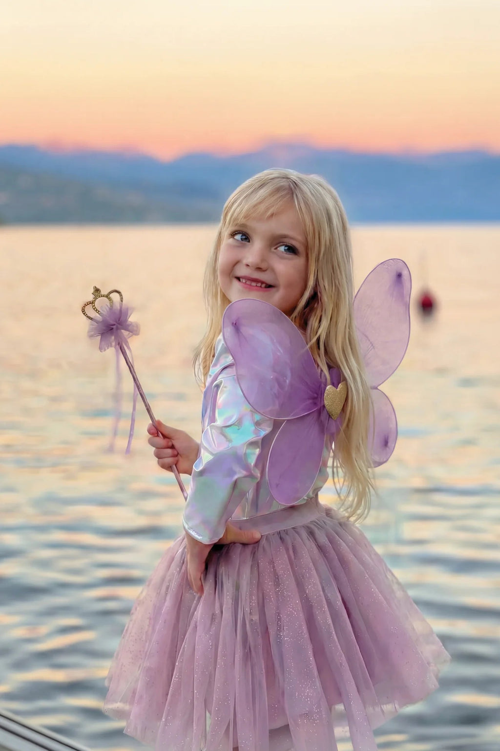 Verkleedset Royal Fairy Princess Skirt with Wings & Wand, Purple - Verkleedvleugels en rokje Great Pretenders - In den Olifant