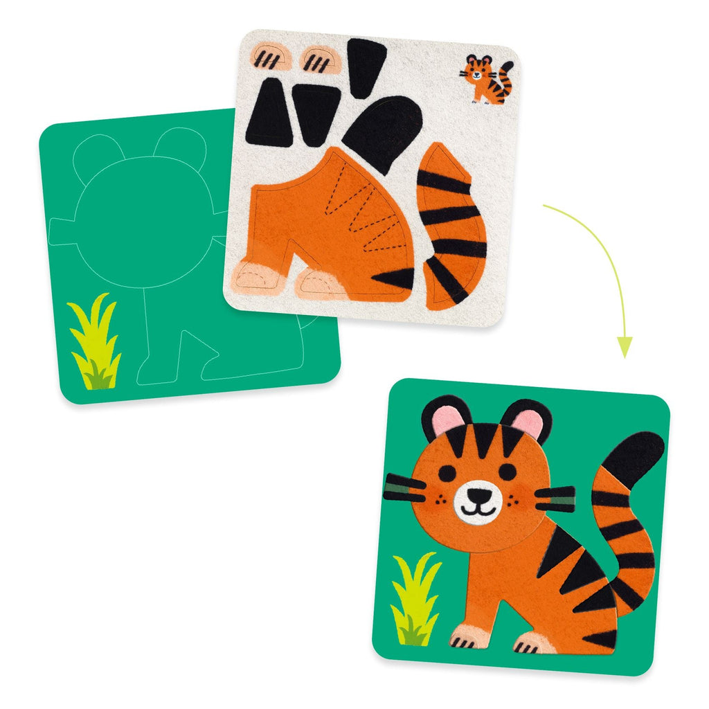 Viltplaatjes Collageset Zacht Dieren - Stickers en stickersets Djeco - In den Olifant