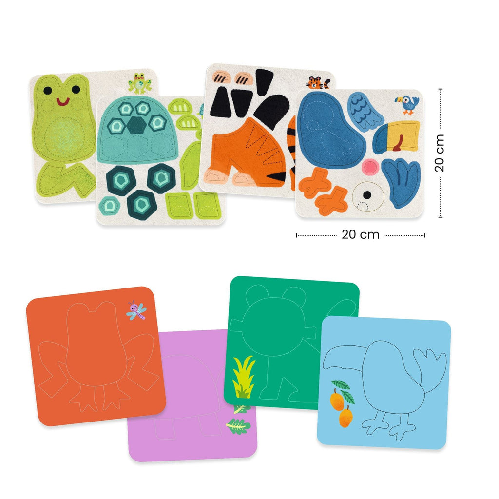 Viltplaatjes Collageset Zacht Dieren - Stickers en stickersets Djeco - In den Olifant