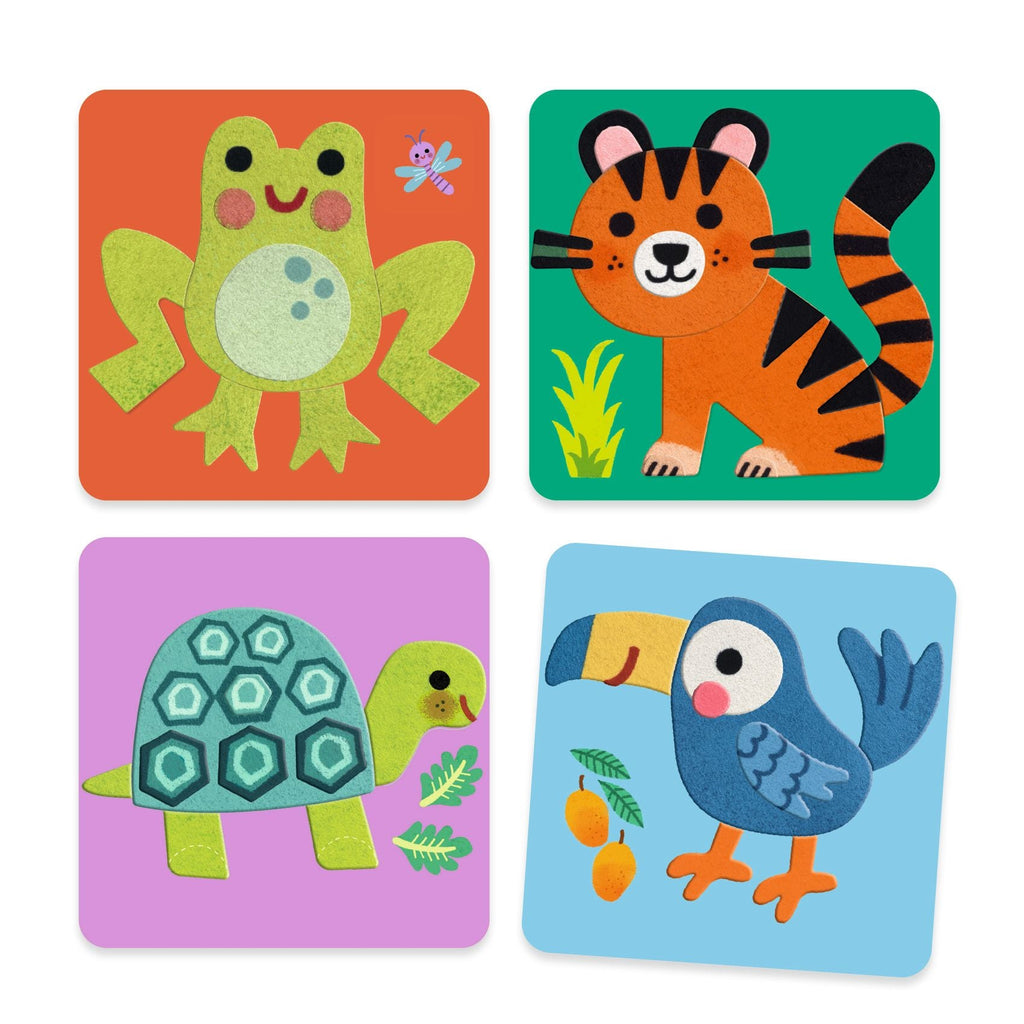Viltplaatjes Collageset Zacht Dieren - Stickers en stickersets Djeco - In den Olifant