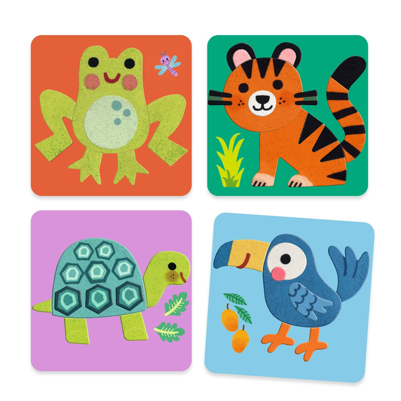 Viltplaatjes Collageset Zacht Dieren - Stickers en stickersets Djeco - In den Olifant