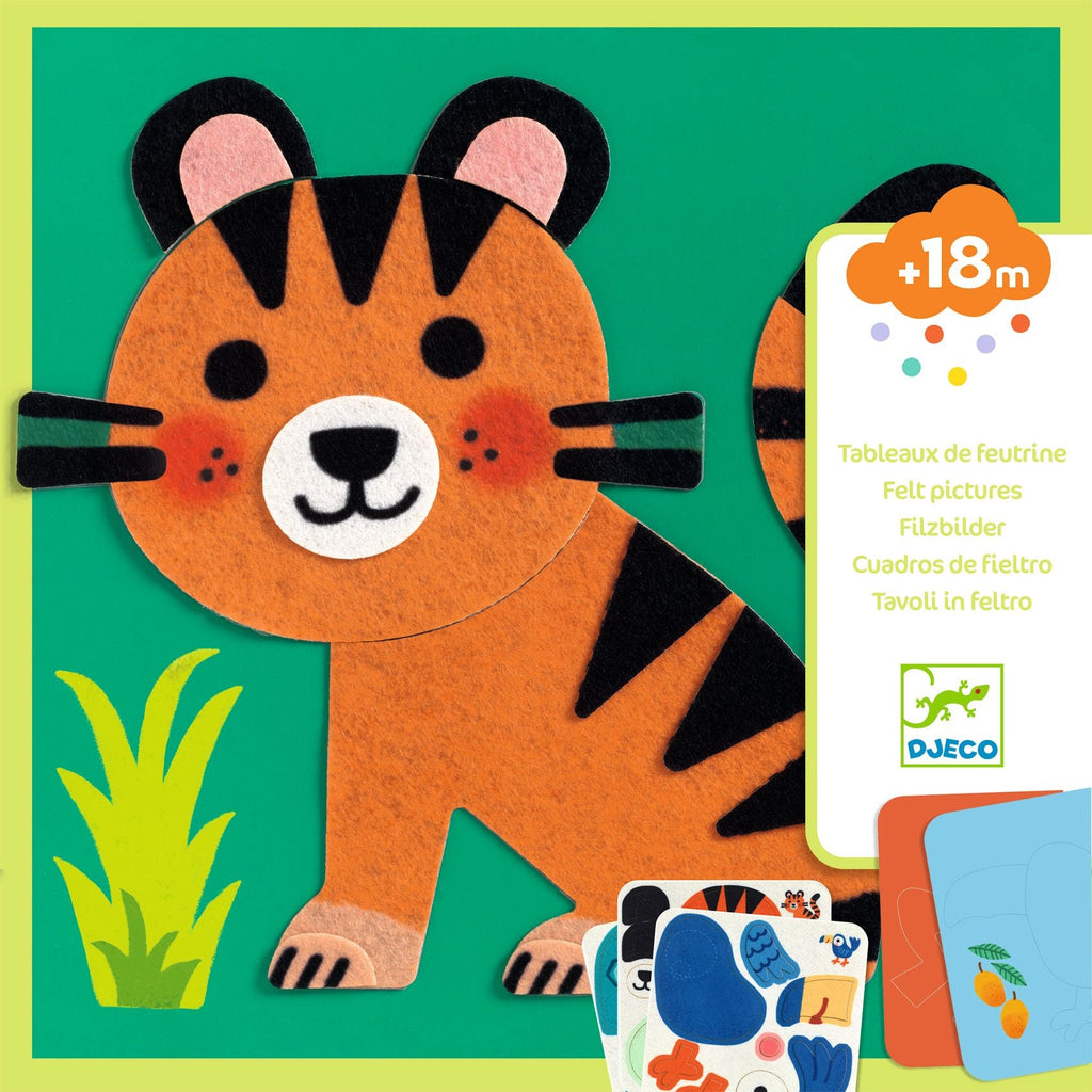 Viltplaatjes Collageset Zacht Dieren - Stickers en stickersets Djeco - In den Olifant