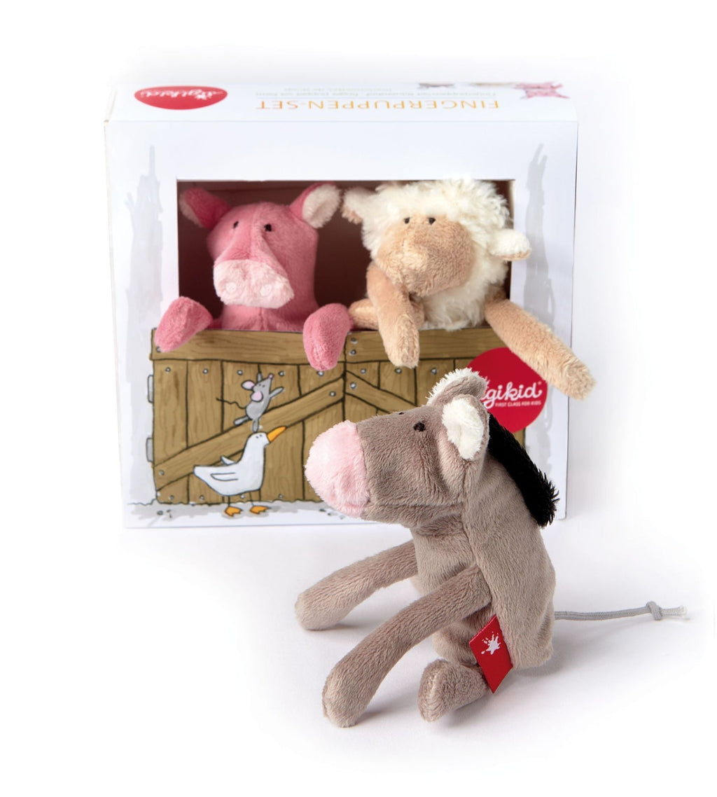 Vingerpopjes Finger Puppet Set Farm - set van 3 - Boerderijdieren Sigikid - In den Olifant