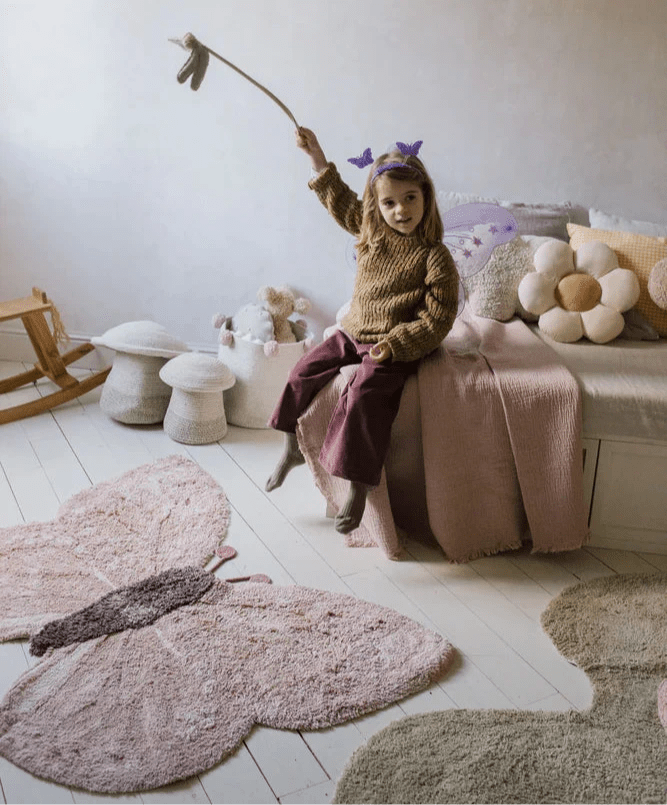 Wasbaar tapijt Animal Rug Baby Butterfly - 90 x 120 cm - Tapijten Lorena Canals - In den Olifant