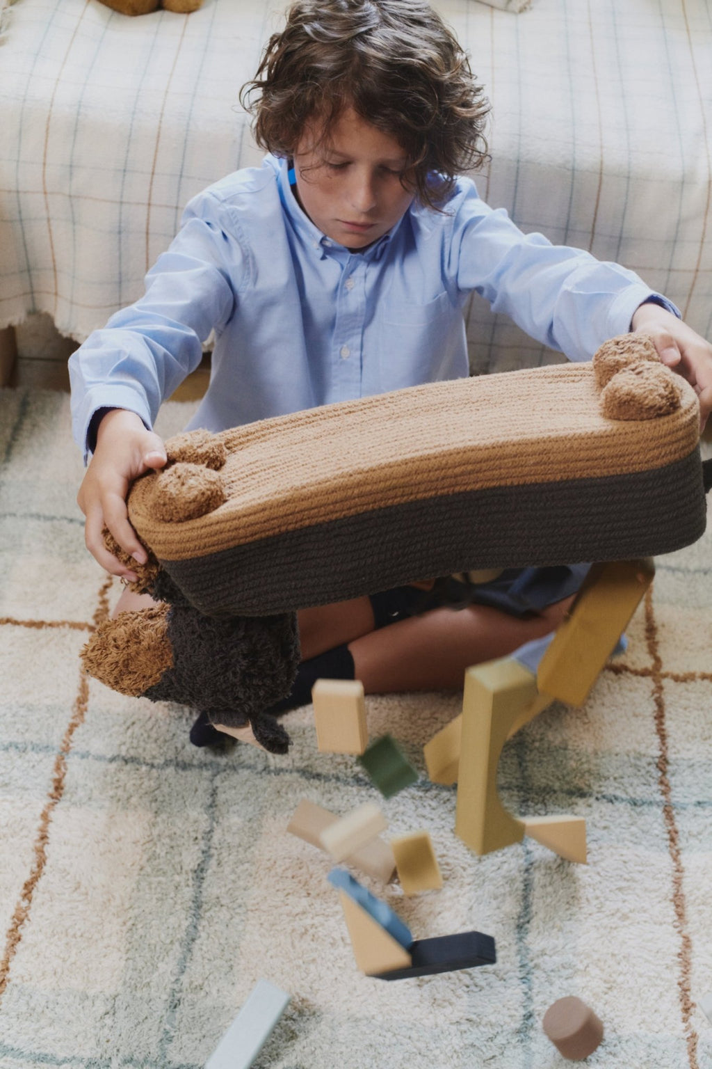 Wasbaar tapijt Tartan Blue Sage - 90 x 120 cm - Tapijten Lorena Canals - In den Olifant