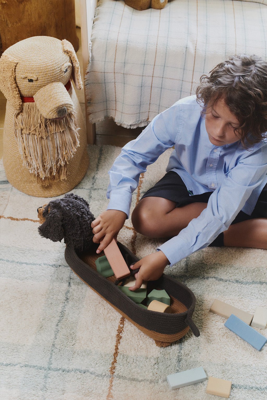 Washable Rug Tartan Blue Sage - 140 x 190 cm - Tapijten Lorena Canals - In den Olifant