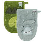 Washandjes Mr. Shark & Mr. Dino - set van 2 - Badlinnen Trixie - In den Olifant