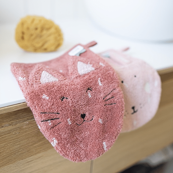 Washandjes Mrs. Cat & Mrs. Rabbit - Set Van 2 - Badlinnen Trixie - In den Olifant