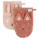 Washandjes Mrs. Cat & Mrs. Rabbit - Set Van 2 - Badlinnen Trixie - In den Olifant