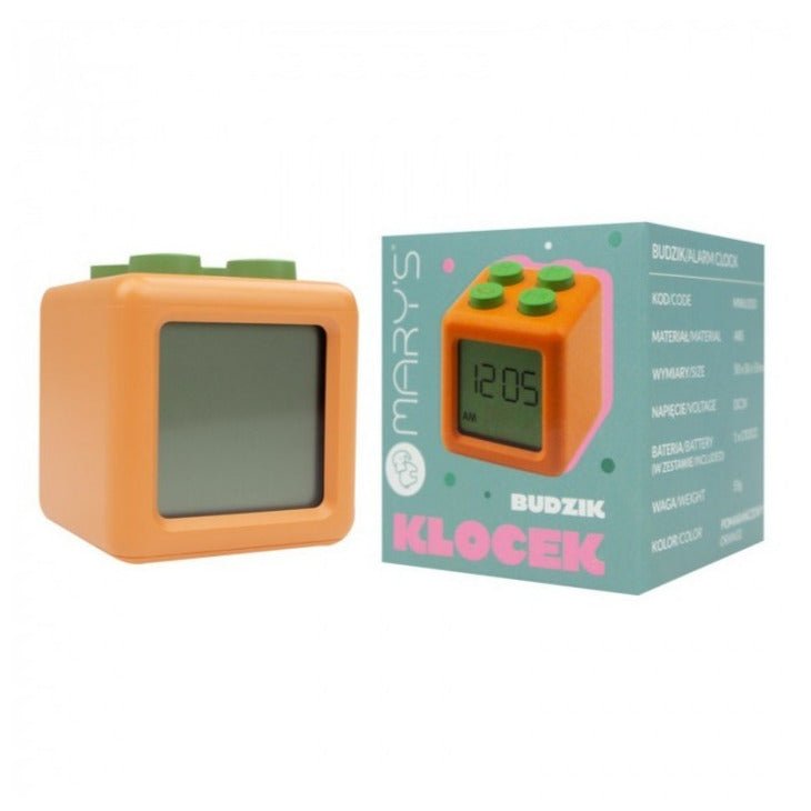 Wekker Alarm Clock Block Orange - Wekkers Mary's - In den Olifant