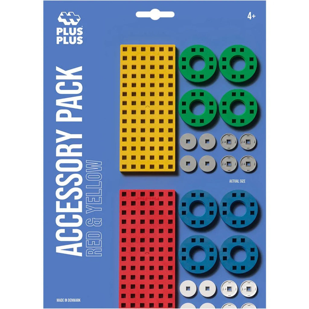 Wielen en bouwplaten geel en rood - Plus-Plus Accessory Pack - Bouwsets Plus-Plus - In den Olifant