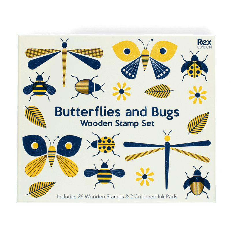 Wooden stamp set - Butterflies and Bugs - Stempelen REX London - In den Olifant