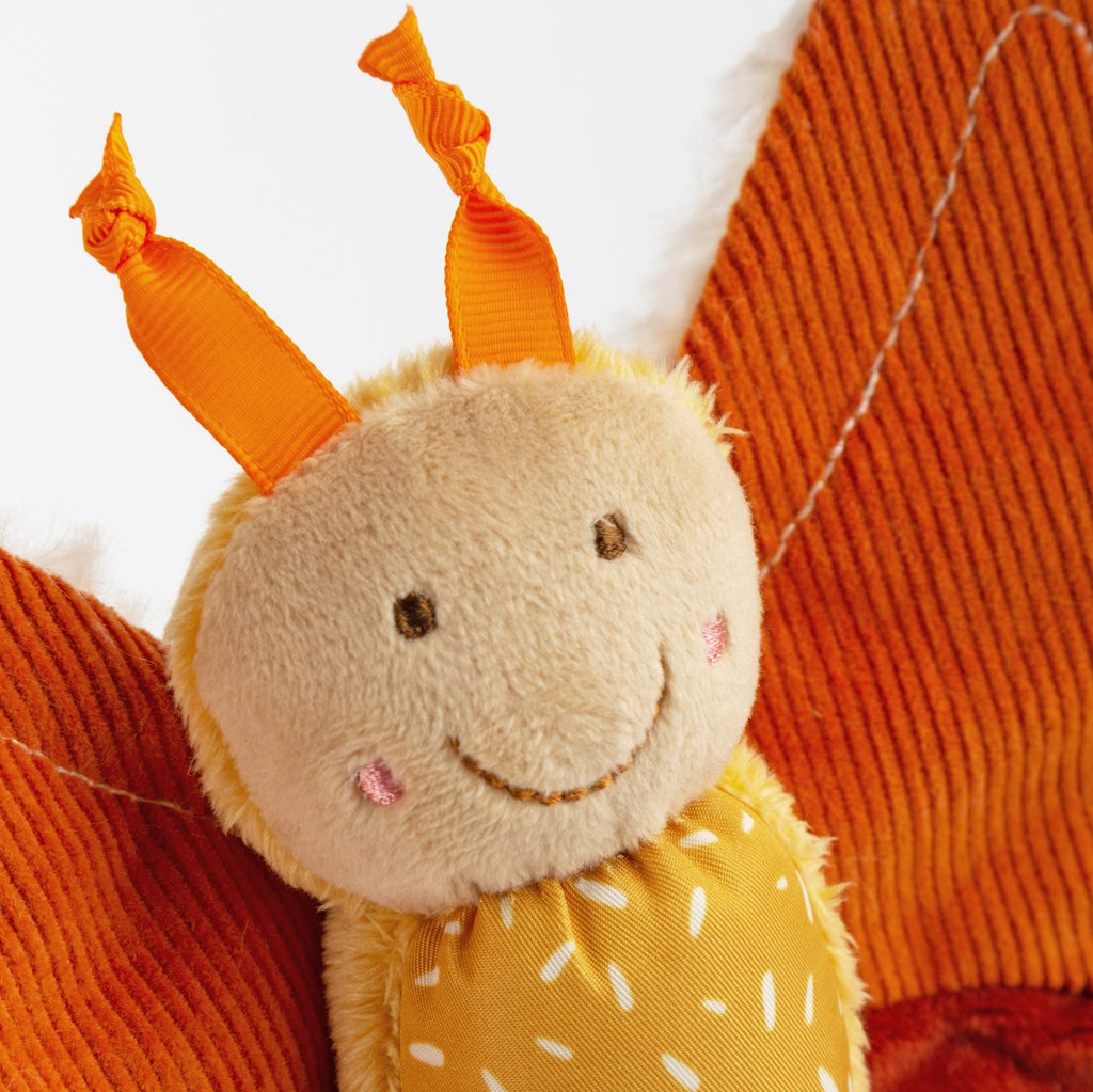 Zacht activiteitenspeeltje - Rustling Comforter Butterfly Orange - Activiteitenspeelgoed Sigikid - In den Olifant