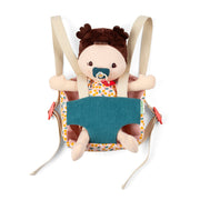 Zachte babypop en draagzak Jeanne - Lappenpoppen Lilliputiens - In den Olifant