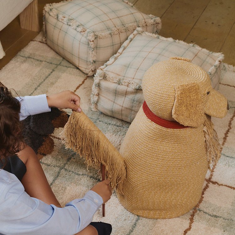 Zitzak Handloom Pouf Blue Sage - 40 x 40 x 20 cm - Kinderzetels en poefs Lorena Canals - In den Olifant