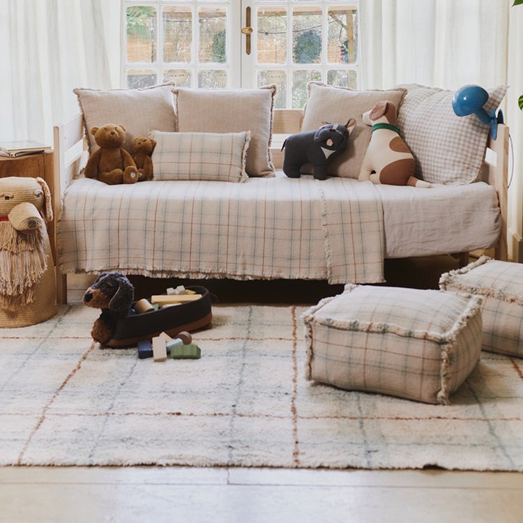 Zitzak Handloom Pouf Blue Sage - 40 x 40 x 20 cm - Kinderzetels en poefs Lorena Canals - In den Olifant