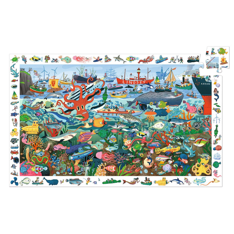 Zoekpuzzel De geheimen van de zee - 200 stukjes + poster - Legpuzzels Djeco - In den Olifant