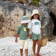 Zomerhoedje Sun Protection Fishing Hat Checkerboard pale yellow/sea salt - Zonnehoedjes Lässig - In den Olifant