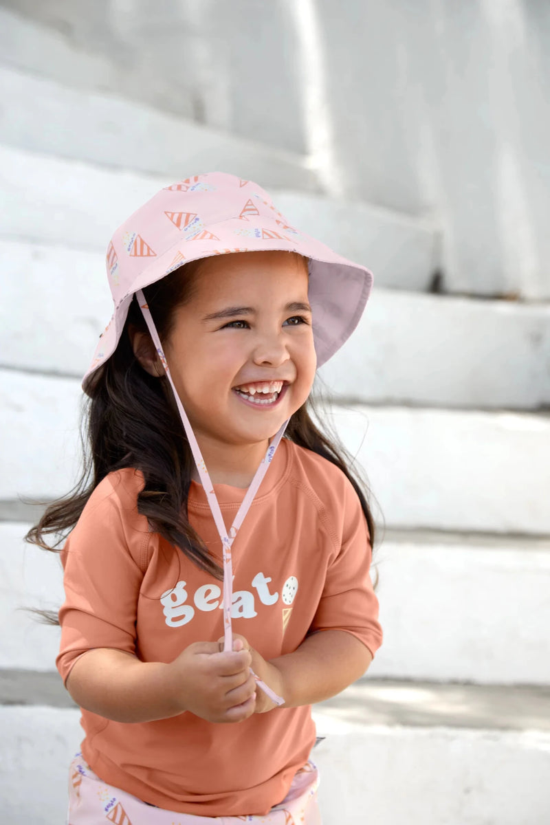 Zonnehoedje Sun Protection Bucket Hat Ice Cream pale pink - Zonnehoedjes Lässig - In den Olifant