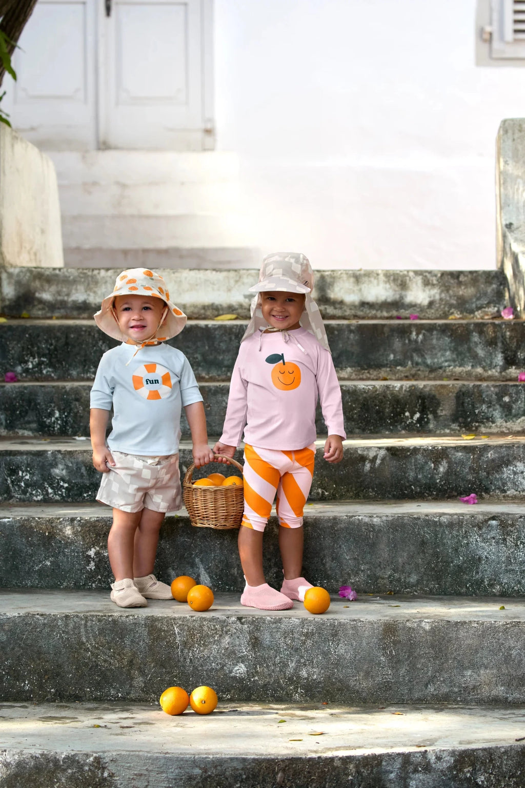 Zonnhoedje Sun Protection Bucket Hat Orange Sea Salt - Zonnehoedjes Lässig - In den Olifant